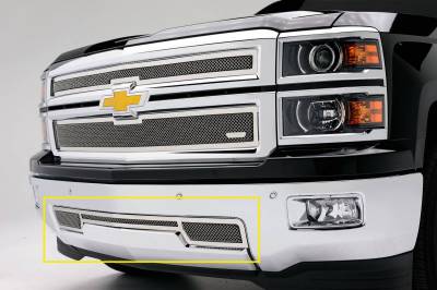 T-REX Grilles - 2014-2015 Silverado 1500 Upper Class Series Mesh Bumper Grille, Polished, 1 Pc, Overlay - Part # 55117