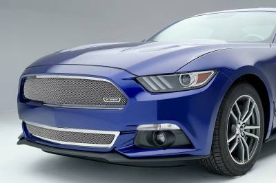 T-REX Grilles - 2015-2017 Mustang GT Upper Class Series Mesh Bumper Grille, Polished, 1 Pc, Overlay - Part # 55530