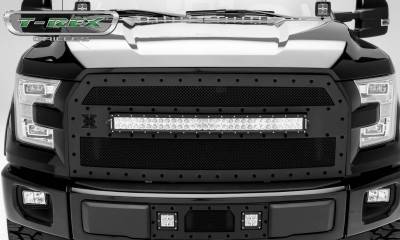 T-REX Grilles - 2015-2017 F-150 Stealth Torch Grille, Black, 1 Pc, Replacement, Black Studs with (1) 30 LED, Does Not Fit Vehicles with Camera - Part # 6315731-BR