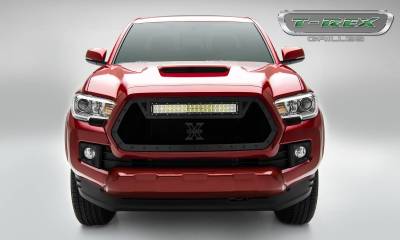 T-REX Grilles - 2016-2017 Tacoma Stealth Torch Grille, Black, 1 Pc, Insert, Black Studs with (1) 20 LED - Part # 6319411-BR