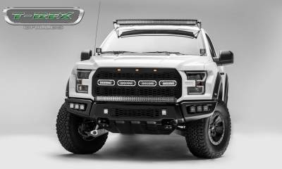 T-REX Grilles - 2017-2021 F-150 Raptor SVT Revolver Grille, Black, 1 Pc, Replacement with (4) 6 Inch LEDs, Does Not Fit Vehicles with Camera - Part # 6515661