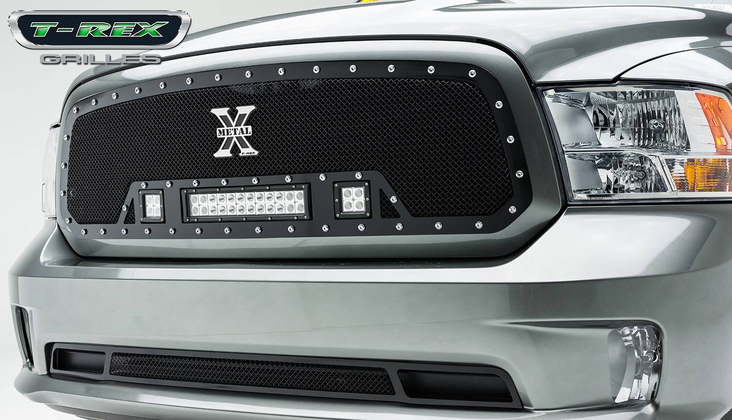 Dodge Ram 1500 TORCH Series LED Light Grille Single 2 - 3" LED Cubes 1