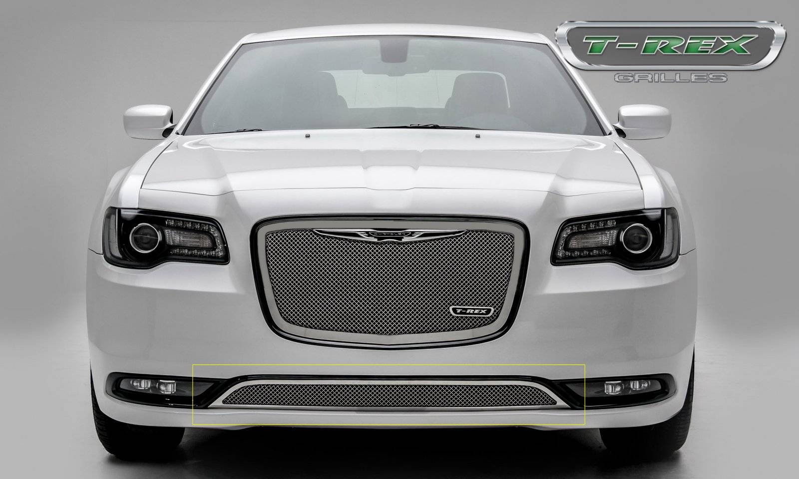 2015-2018 Chrysler 300 Upper Class Series Mesh Bumper Grille, Polished, 1  Pc, Overlay, Only fits models without adaptive cruise control - Part # 55436