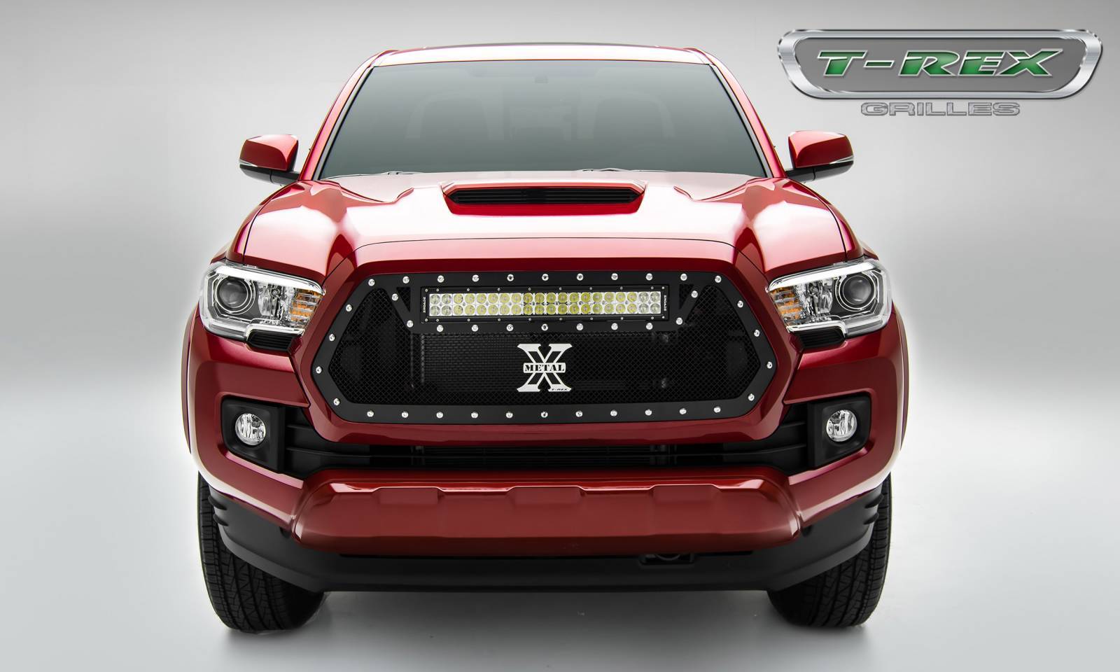 2016 2017 Tacoma Torch Grille Black 1 Pc Insert Chrome Studs
