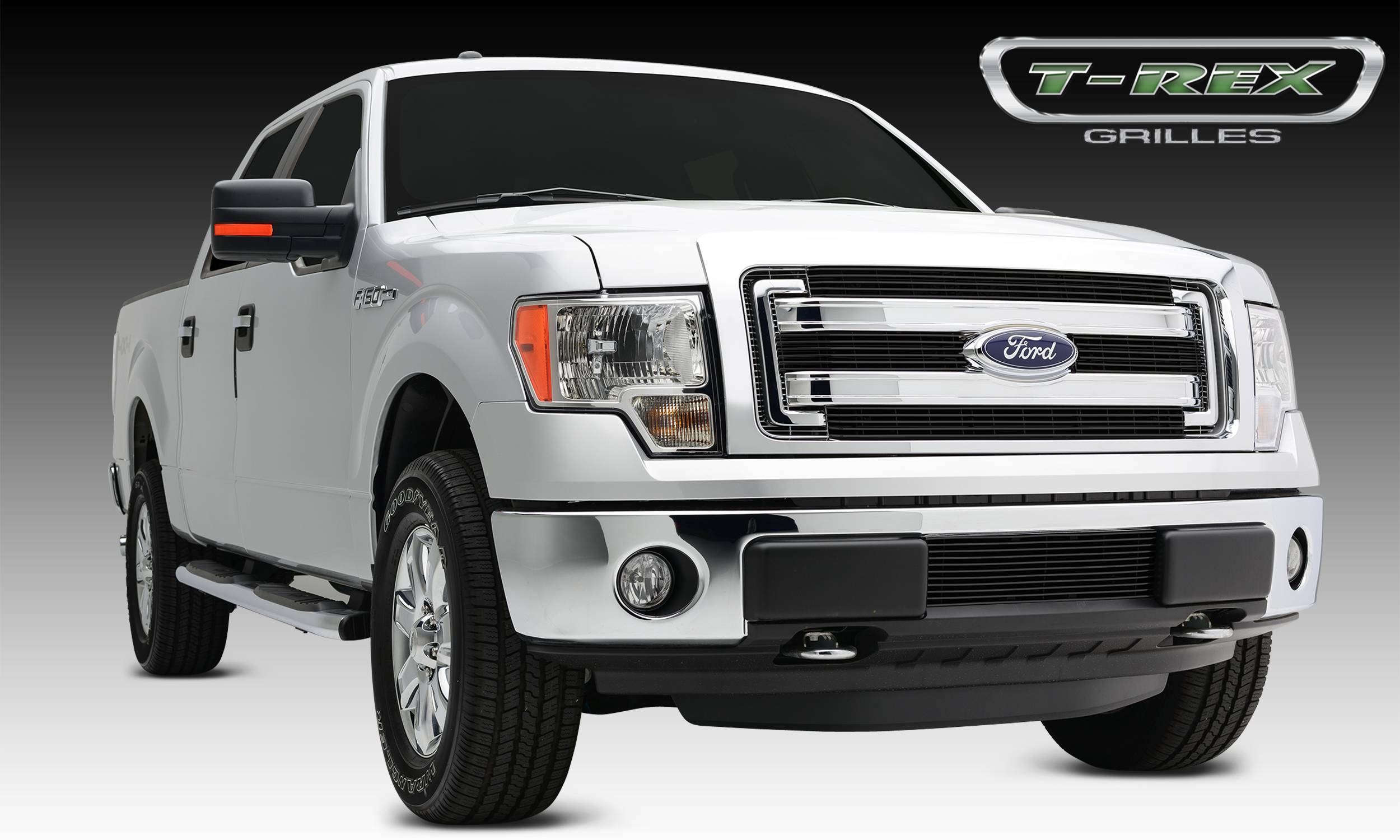 Ford F150 XLT, Billet Grille, Main, Overlay, 4 Pc's, Black Powder