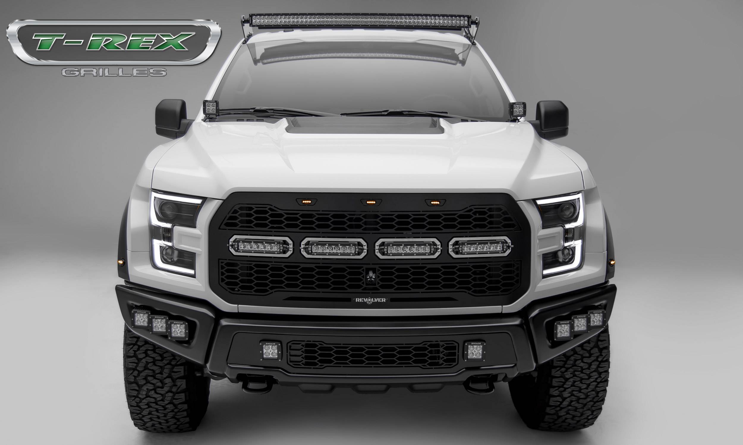 2017 2019 F 150 Raptor Svt Revolver Grille Black 1 Pc Replacement Chrome Studs Incl 4 6 Leds Fits Vehicles With Camera Pn 6515671