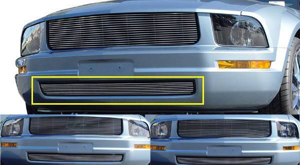 2005-2009 Mustang LX Billet Bumper Grille, Polished, 1 Pc, Overlay - Part #  25515