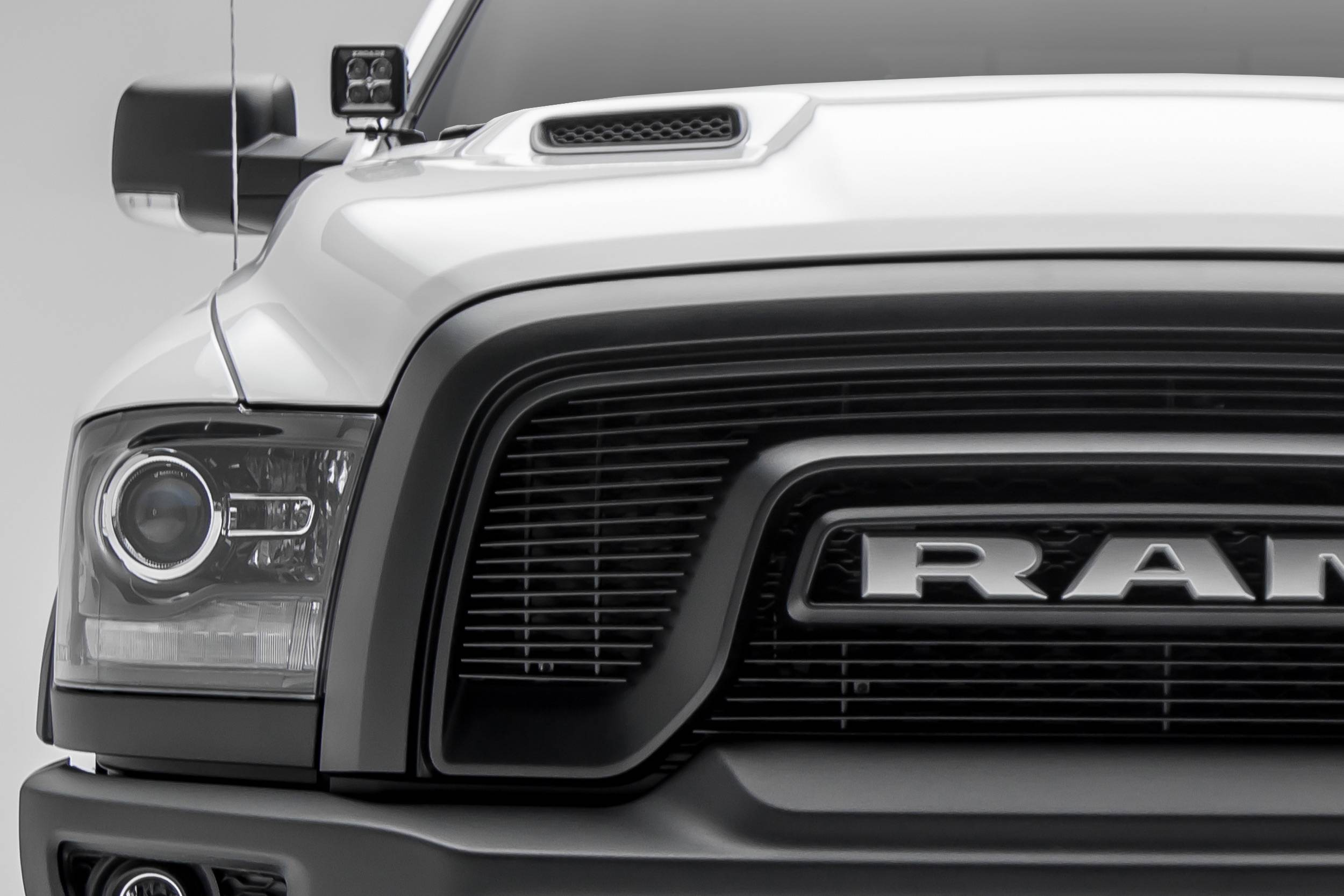 2015-2018 Ram 1500 Rebel Laser Billet Grille, Black, 2 Pc, Overlay