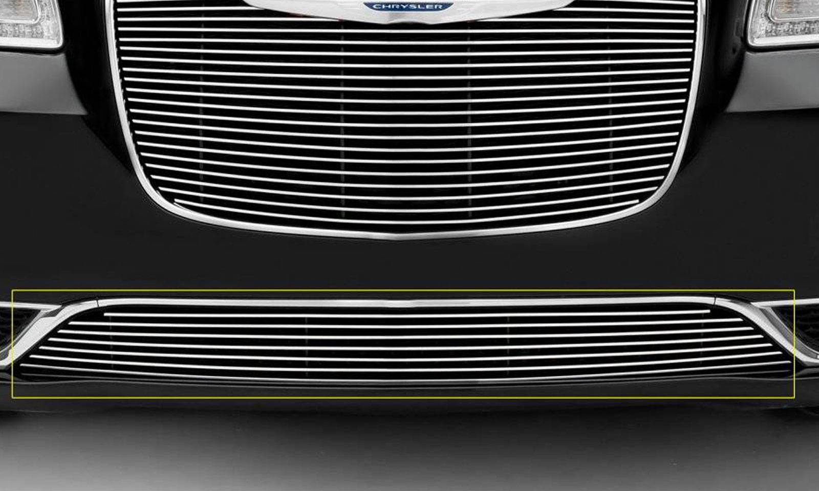 2015-2018 Chrysler 300 Billet Bumper Grille, Polished, 1 Pc, Overlay, Only  fits models without adaptive cruise control - Part # 25436