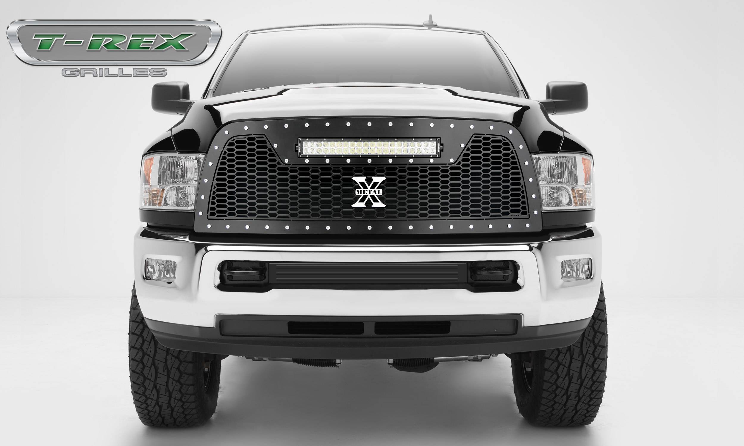 2013-2018 Ram 2500, 3500 Laser Torch Grille, Black, 1 Pc, Replacement,  Chrome Studs with (1) 20