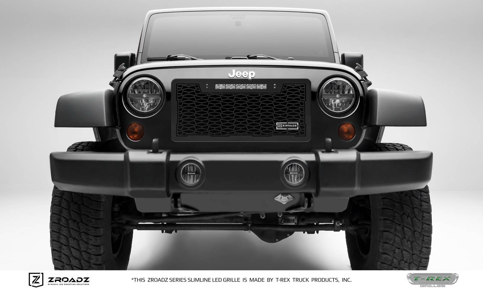 2007-2018 Jeep JK, JKU ZROADZ Grille, Black, 1 Pc, Insert with (1) 10