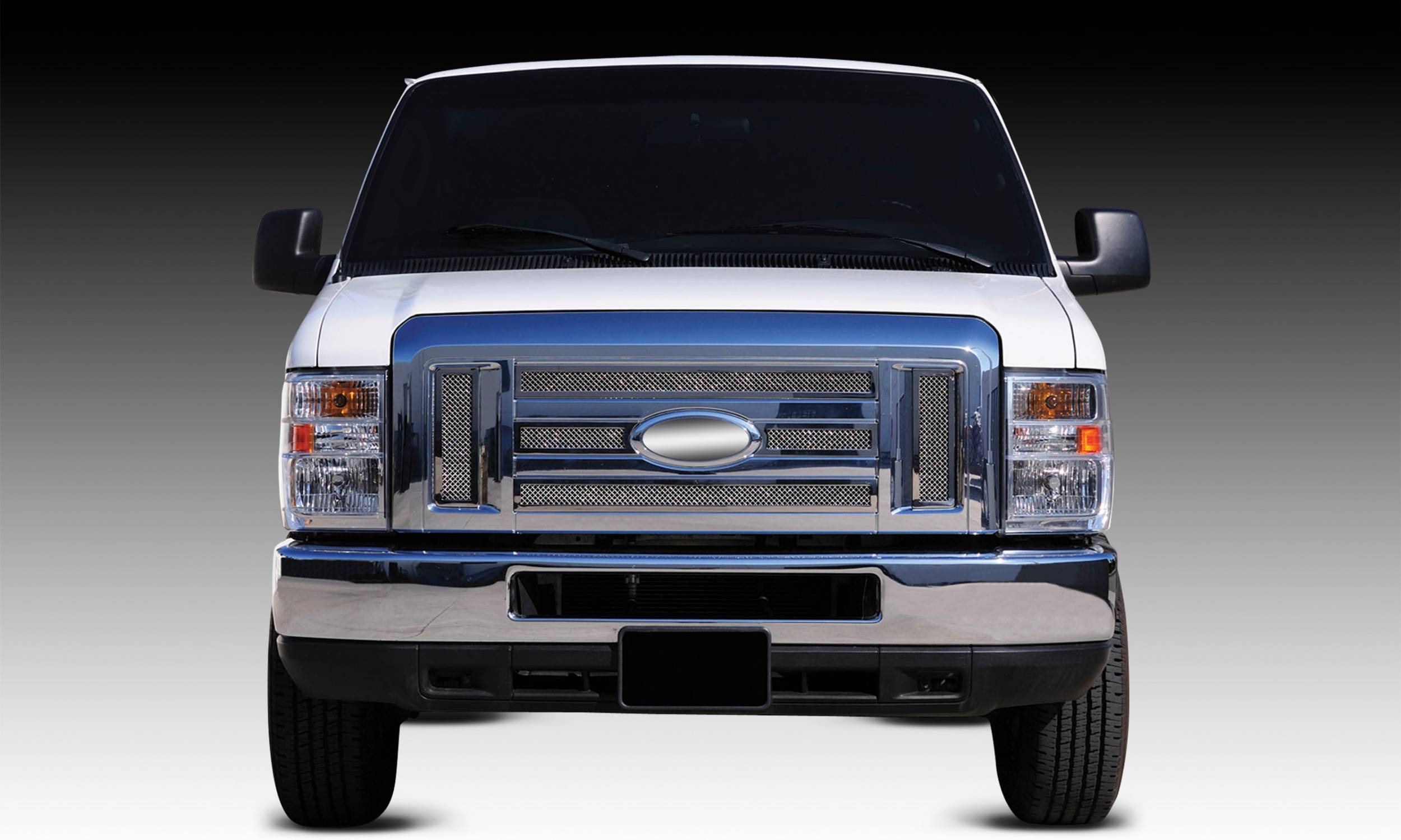 2008-2014 Ford Econoline XLT Upper Class Series Mesh Grille, Polished, 6  Pc, Overlay - Part # 54501