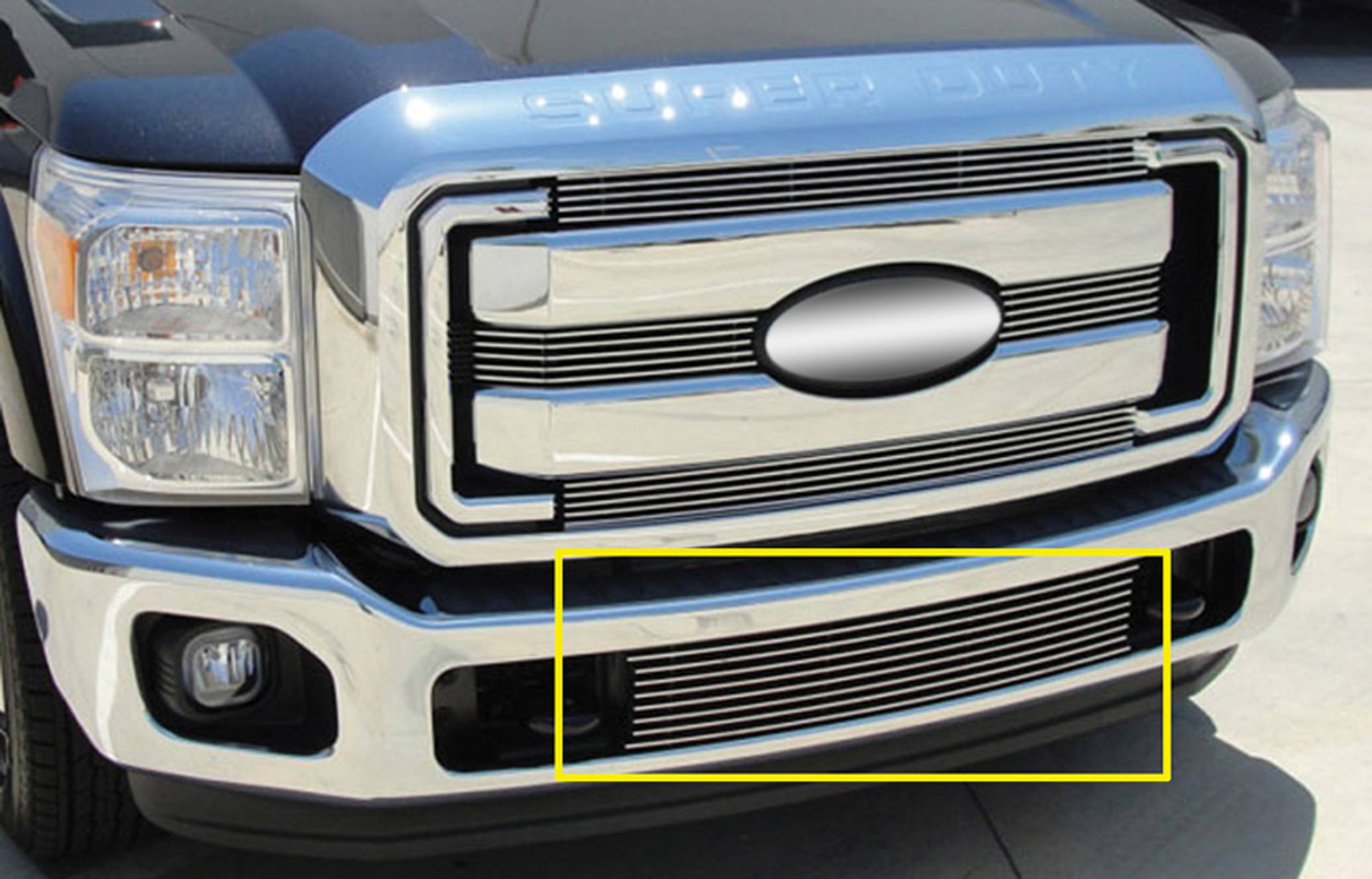 20112016 Super Duty Billet Bumper Grille, Polished, 1 Pc, BoltOn