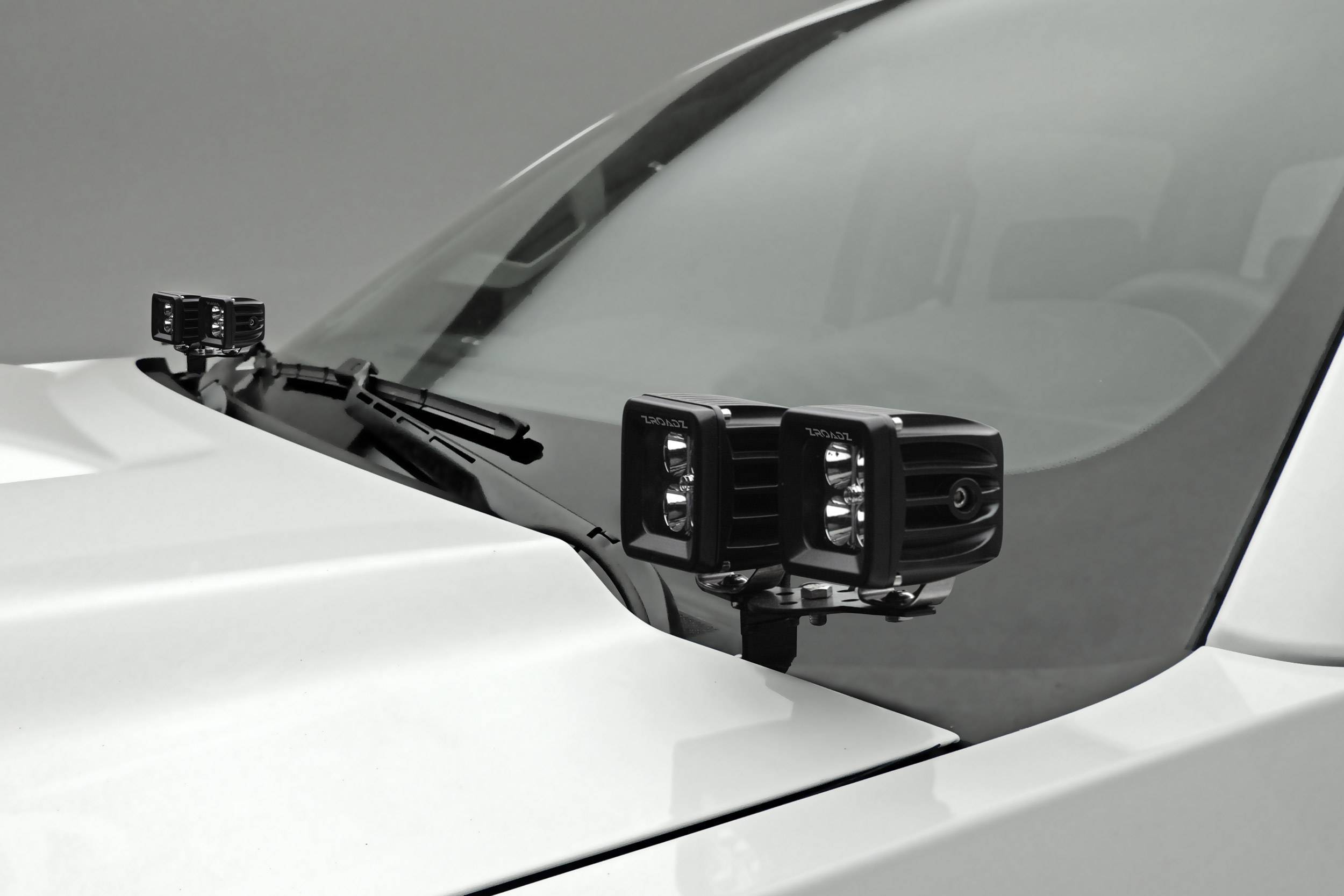 2015-2019 Silverado, Sierra HD Hood Hinge LED Kit Incl. (4) 3 Inch LED Pod  Lights - PN #Z361221-KIT4