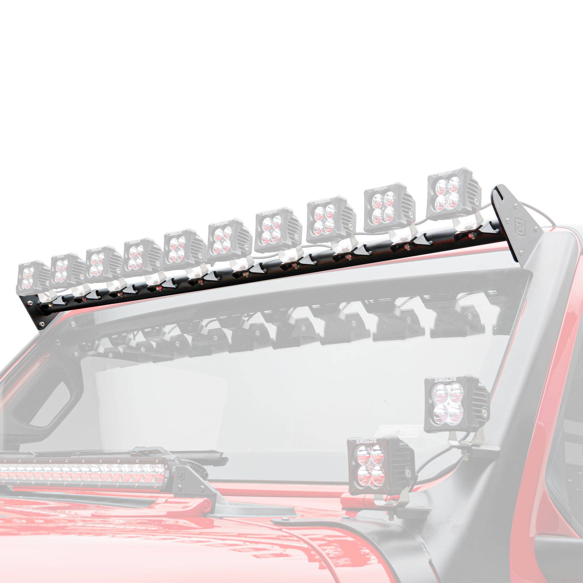 2018-2024 Jeep JL/2019-2024 ladiator, Multi-LED Roof Cross Bar ONLY, Holds  (10) 3-Inch ZROADZ Lights Pods, (Not Included) - Part # Z934831