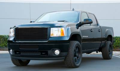 T-REX Grilles - GMC Sierra Billet Grille Insert & Overlay/Bolt On - All Black Powdercoat - Pt # 20205B