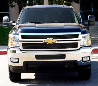 T-REX Grilles - 2011-2014 Silverado HD Billet Grille, Black, 2 Pc, Overlay - Part # 21114B