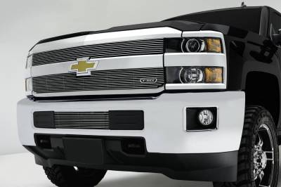 T-REX Grilles - 2015-2019 Silverado 2500, 15-17 3500 Billet Grille, Polished, 2 Pc, Overlay - Part # 21122