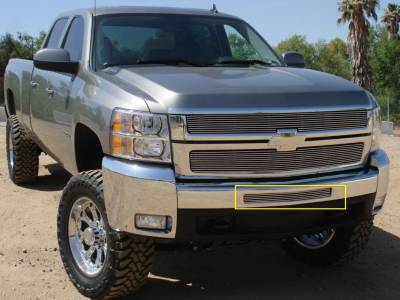 T-REX Grilles - 2007-2013 Silverado 1500, 07-10 HD Billet Bumper Grille, Polished, 1 Pc, Bolt-On - Part # 25112