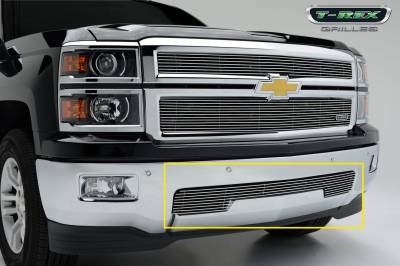 T-REX Grilles - 2014-2015 Silverado 1500 Billet Bumper Grille, Polished, 1 Pc, Overlay - Part # 25117