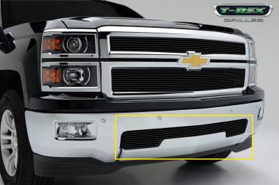 T-REX Grilles - 2014-2015 Silverado 1500 Billet Bumper Grille, Black, 1 Pc, Overlay - Part # 25117B