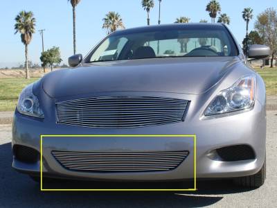 T-REX Grilles - 2008-2013 Infiniti G-37 Coupe Sport Billet Bumper Grille, Polished, 1 Pc, Overlay - Part # 25810