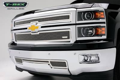 T-REX Grilles - 2014-2015 Silverado 1500 Z71 Upper Class Series Mesh Grille, Polished, 2 Pc, Overlay - Part # 54120
