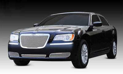 T-REX Grilles - 2011-2014 Chrysler 300 Upper Class Series Mesh Grille, Polished, 1 Pc, Replacement, OE Logo installs on top of grille - Part # 54433