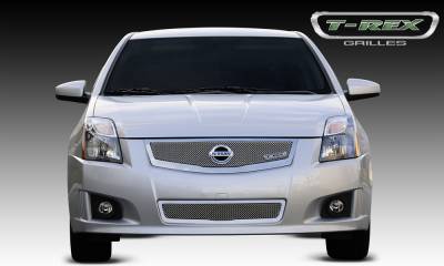 T-REX Grilles - 2008-2012 Nissan Sentra 2.0 SR, SE-R Upper Class Mesh Grille w/ logo plate, fits vehicles w/ Sport Grille and Sport fascia - Pt # 54765