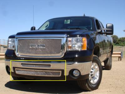 T-REX Grilles - 2007-2010 Sierra HD Upper Class Bumper Grille, Polished, 2 Pc, Bolt-On - PN #55206