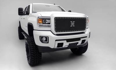 T-REX Grilles - 2015-2019 Sierra HD X-Metal Grille, Black, 1 Pc, Insert, Chrome Studs - Part # 6712111