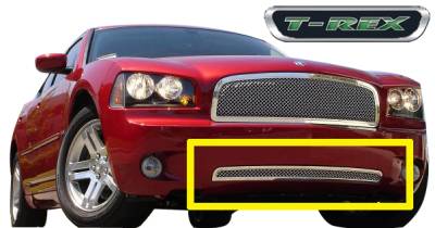 T-REX Grilles - 2006-2010 Dodge Charger HYBRID Series Bumper - w/Wire Mesh - Pol. - Pt # 75474