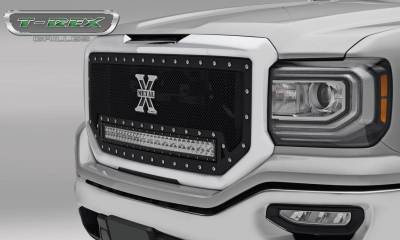 T-REX Grilles - 2016-2018 Sierra 1500 Torch Grille, Black, 1 Pc, Insert, Chrome Studs with (1) 30 LED - Part # 6312131