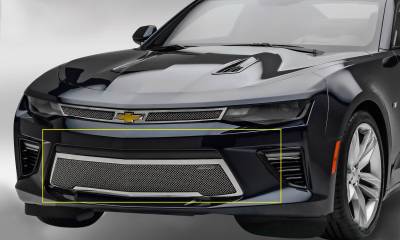 T-REX Grilles - 2016-2018 Camaro Upper Class Series Mesh Bumper Grille, Polished, 1 Pc, Overlay, V8 - Part # 55036