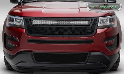 T-REX Grilles - 2016-2017 Explorer Stealth Torch Grille, Black, 1 Pc, Replacement, Black Studs with (1) 30" LED - Part # 6316641-BR