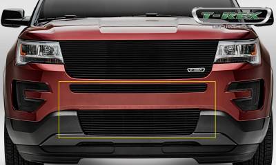 T-REX Grilles - 2016-2017 Explorer Billet Bumper Grille, Black, 2 Pc, Insert, Does Not Fit Vehicles with Camera - Part # 25664B