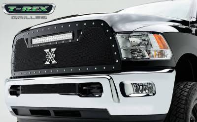 T-REX Grilles - 2010-2012 Ram 2500, 3500 Torch Grille, Black, 1 Pc, Replacement, Chrome Studs with (1) 20 LED - Part # 6314531