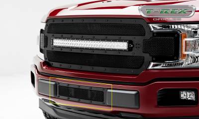 T-REX Grilles - 2018-2020 F-150 Limited, Lariat Stealth X-Metal Bumper Grille, Black, 1 Pc, Overlay, Black Studs - Part # 6725791-BR