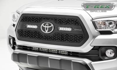 T-REX Grilles - 2018-2023 Tacoma ZROADZ Grille, Black, 1 Pc, Insert with (2) 6" LEDs - PN #Z319511