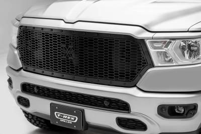 T-REX Grilles - 2019-2024 Ram 1500 Laramie, Lone Star, Big Horn, Tradesman Stealth Laser X Grille, Black, 1 Pc, Replacement, Black Studs - Part # 7714651-BR