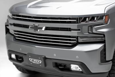 T-REX Grilles - 2019-2022 Silverado 1500 Trailboss, RST, LT Round Billet Grille, Horizontal Round, Silver, 4 Pc, Overlay - Part # 6211236