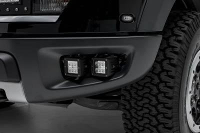 ZROADZ OFF ROAD PRODUCTS - 2010-2014 Ford F-150 Raptor Front Bumper OEM Fog LED Bracket to mount (2) 3 Inch LED Pod Lights - PN #Z325671