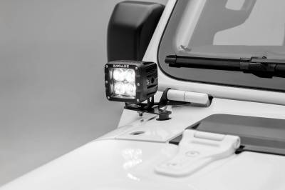 ZROADZ OFF ROAD PRODUCTS - Jeep JL, Gladiator Lower A Pillar LED Bracket to mount (2) 3 Inch LED Pod Lights - PN #Z364941