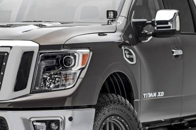 ZROADZ OFF ROAD PRODUCTS - 2016-2019 Nissan Titan Hood Hinge LED Bracket to mount (2) 3 Inch LED Pod Lights - PN #Z367581