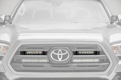 ZROADZ OFF ROAD PRODUCTS - 2018-2019 Toyota Tacoma OEM Grille LED Kit with (2) 6 Inch LED Straight Single Row Slim Light Bars - Part # Z419511-KIT