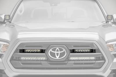 ZROADZ OFF ROAD PRODUCTS - 2018-2019 Toyota Tacoma OEM Grille LED Kit with (2) 6 Inch LED Straight Single Row Slim Light Bars - PN #Z419511-KIT