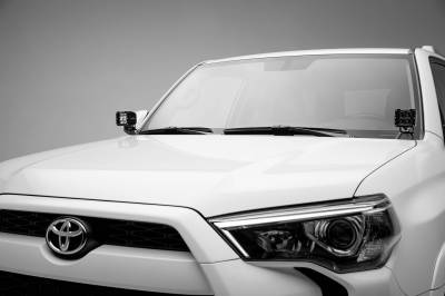 ZROADZ OFF ROAD PRODUCTS - 2014-2020 Toyota 4Runner Hood Hinge LED Bracket to mount (2) 3 Inch LED Pod Lights - Part # Z369491