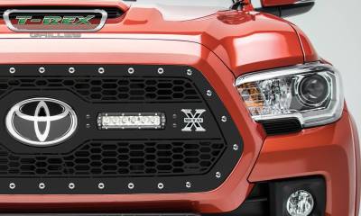 T-REX Grilles - 2018-2023 Tacoma Laser Torch Grille, Black, 1 Pc, Insert, Chrome Studs, Incl. (2) 6 LEDs - Part # 7319511