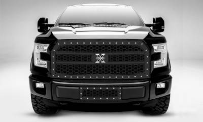 T-REX Grilles - 2015-2017 F-150 Laser X Grille, Black, 1 Pc, Replacement, Chrome Studs, Does Not Fit Vehicles with Camera - Part # 7715731