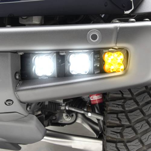 ZROADZ OFF ROAD PRODUCTS - 2021-2022 Ford Bronco Front Bumper Fog LED KIT, Includes (2) 3 inch ZROADZ Amber LED Pod Lights and (4) 3 inch White LED Pod Lights - Part # Z325401-KITAW